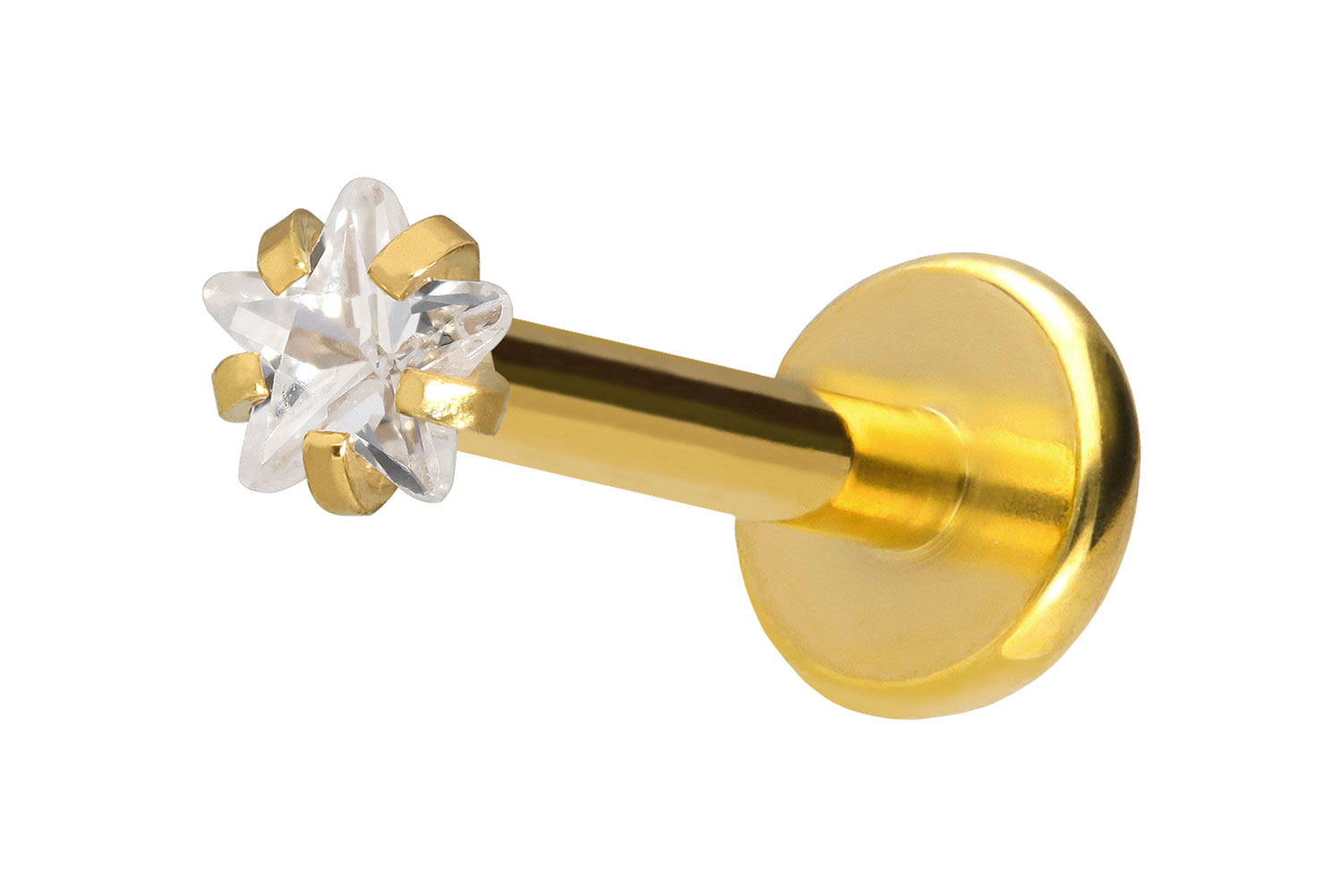 Titan Labret Piercing mit Push Fit KRISTALLSTERN